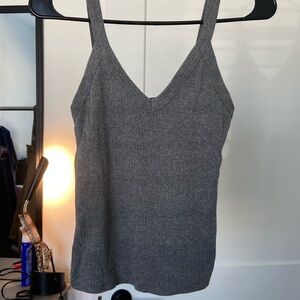 Women's Slim Gray Croptop (M) V-Neck